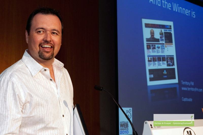 Michael collecting the Australian Web Award for Captovate Michael collecting the Australian Web Award for Captovate in Perth