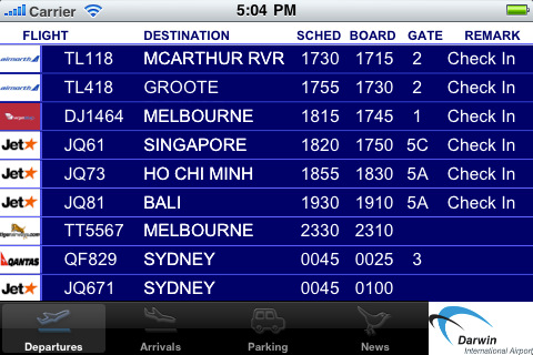 Darwin Airport iPhone App Darwin Airport iPhone App