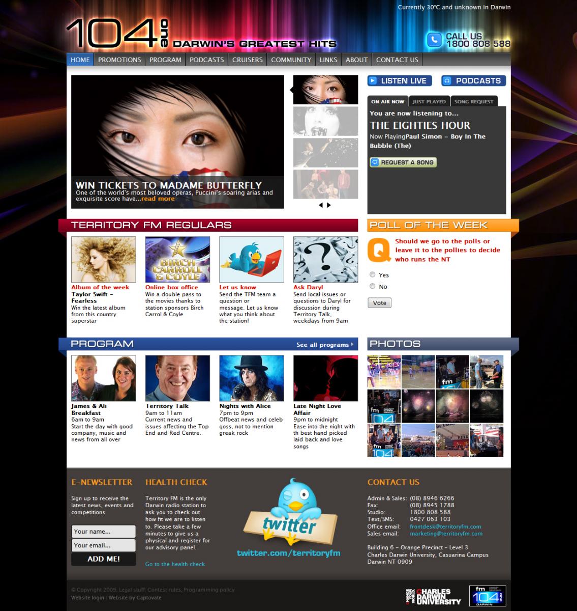 Australian Web Award winner - Territory FM website Australian Web Award winner - Territory FM website