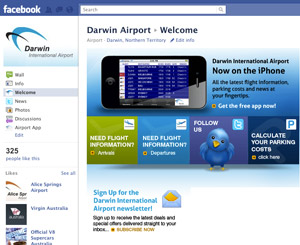Darwin International Airport's customised Facebook page