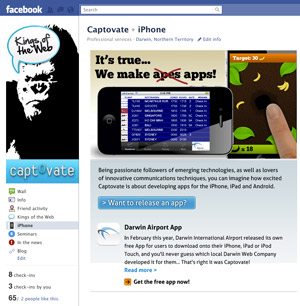Captovate's customised Facebook page