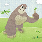 illustrated gorilla talking to dragon flies